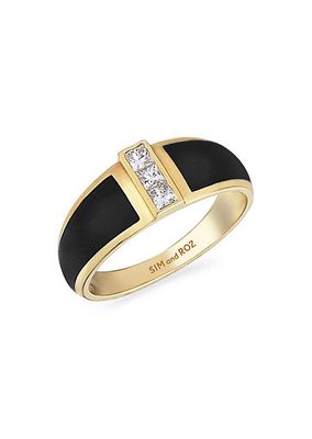 Vortex Alignment 14K Yellow Gold, 0.21 TCW Diamond, & Enamel Tapered Ring