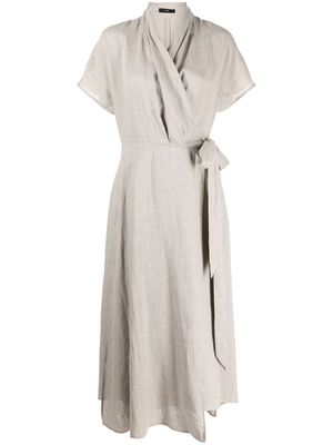 VOZ Butterfly linen wrap dress - Grey