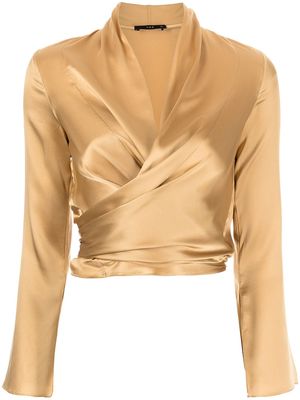 VOZ cropped silk wrap blouse - Gold