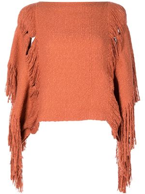 VOZ fringe-detail knitted top - Orange