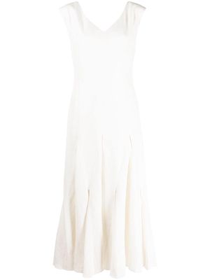 VOZ Harlequin silk-linen midi dress - White