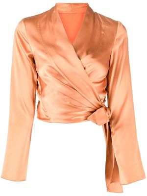 VOZ long-sleeve wrap-tie blouse - Brown