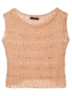 VOZ open knit crop top - Brown