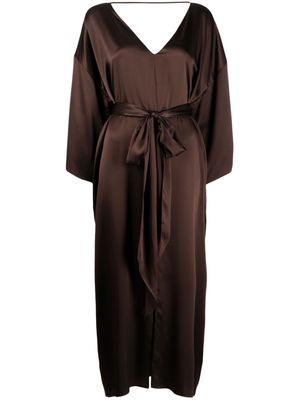 VOZ V-neck silk dress - Brown