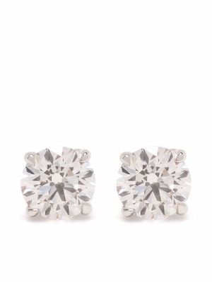 VRAI 14kt white gold solitaire round cut diamond stud earrings - Silver