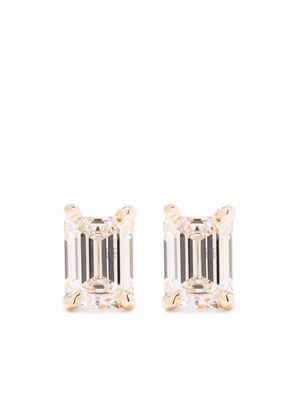 VRAI 14kt yellow gold solitaire emerald cut diamond stud earrings