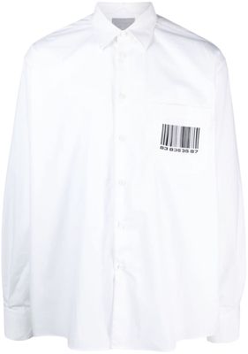 VTMNTS bar-code print cotton shirt - White
