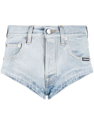 VTMNTS barcode-patch denim mini shorts - Blue
