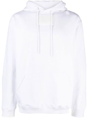 VTMNTS barcode-patch drawstring hoodie - White