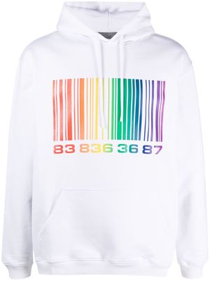 VTMNTS barcode-print cotton-blend hoodie - White