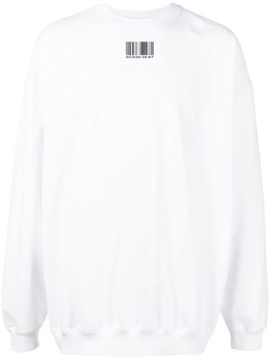 VTMNTS barcode-print crew-neck sweatshirt - White