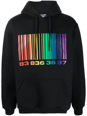 VTMNTS barcode-print long-sleeve hoodie - Black