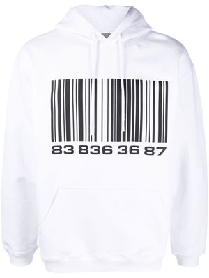 VTMNTS barcode-print long-sleeve hoodie - White