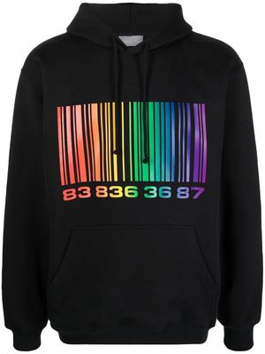 VTMNTS barcode-print pullover hoodie - Black
