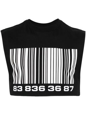 VTMNTS Big-Barcode cropped t-shirt - Black