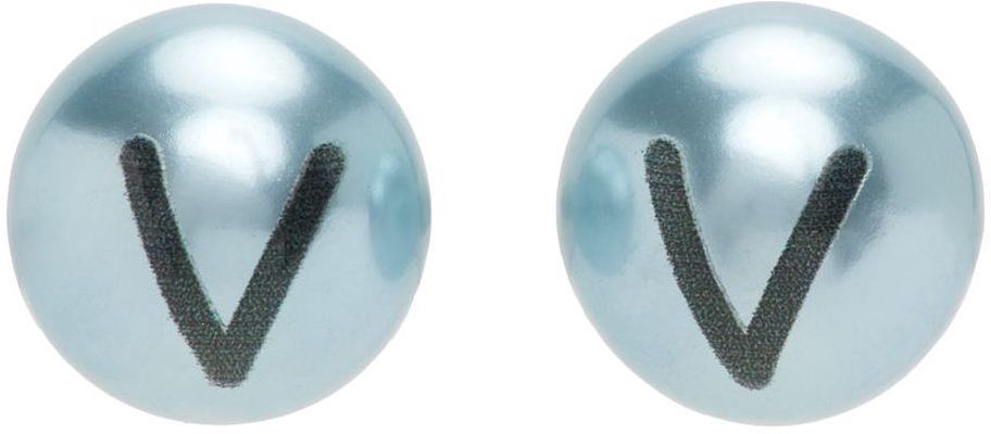 VTMNTS Blue Double Pearl V Earrings