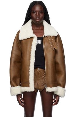 VTMNTS Brown Buckle Leather Jacket