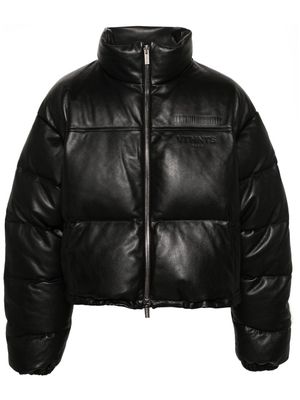 VTMNTS debossed-logo leather puffer jacket - Black