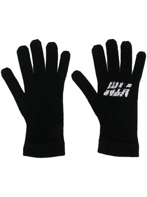 VTMNTS intarsia-knit logo gloves - Black