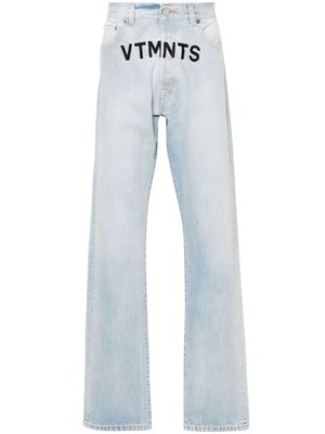 VTMNTS logo-embroidered cotton jeans - Blue