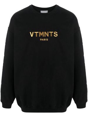 VTMNTS logo-embroidered crew-neck sweatshirt - Black