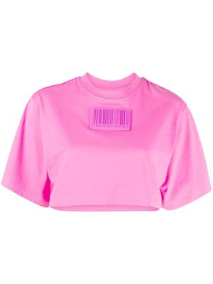 VTMNTS logo-patch cropped T-shirt - Pink
