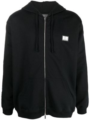 VTMNTS logo-patch zip-up hoodie - Black