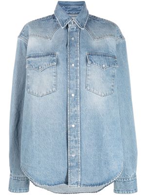 VTMNTS patch-pocket washed-denim shirt - Blue