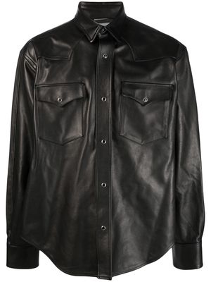 VTMNTS press-stud leather shirt - Black