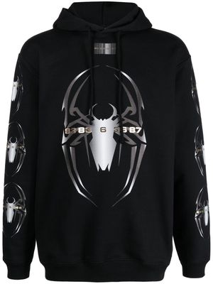 VTMNTS spider graphic print cotton hoodie - Black