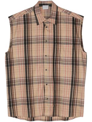 VTMNTS tarta-check flannel sleeveless shirt - Neutrals