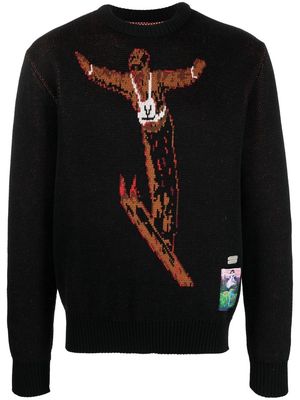 Vuarnet knitted graphic-print jumper - Black