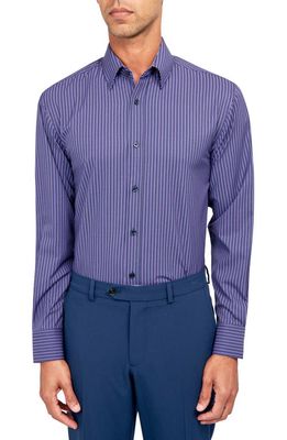 W. R.K Checkerboard Stripe Performance Dress Shirt in Purple