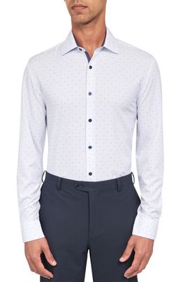 W. R.K Regular Fit Diamond Dot Print Stretch Performance Dress Shirt in White