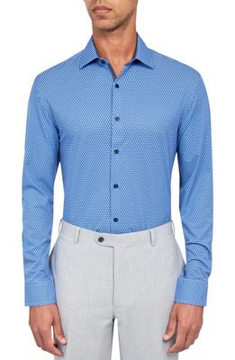 W. R.K Regular Fit Geo Print Stretch Performance Dress Shirt in Blue