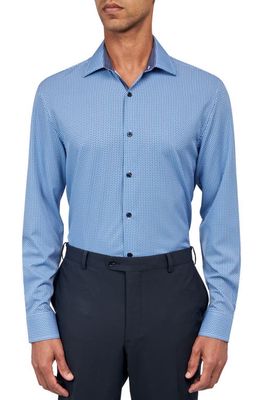 W. R.K Slim Fit Chevron Stretch Performance Dress Shirt in Blue/White