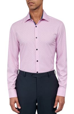 W. R.K Trim Fit Stripe Dot Stretch Dress Shirt in Pink