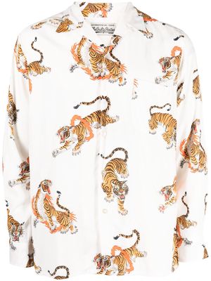 WACKO MARIA tiger-print long-sleeve shirt - White