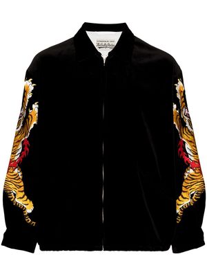 WACKO MARIA x Tim Lehi tiger-embroidered bomber jacket - Black