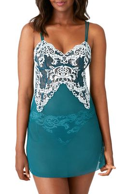 Wacoal Instant Icon Chemise in Deep Teal/Blue Glass