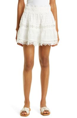 WAIMARI Ines Tiered Cotton Lace Miniskirt in White