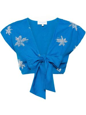 Waimari Margot sequin-embellished bow-detail top - Blue