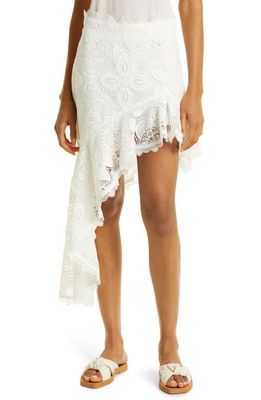 WAIMARI Naranjo Asymmetric Lace Skirt in White