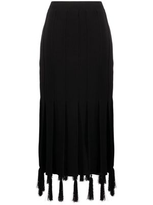 Wales Bonner Black High Waisted Tassel Detail Skirt