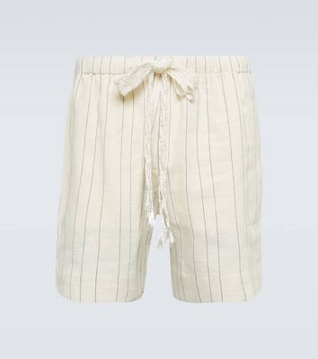 Wales Bonner Cassette striped linen and cotton shorts
