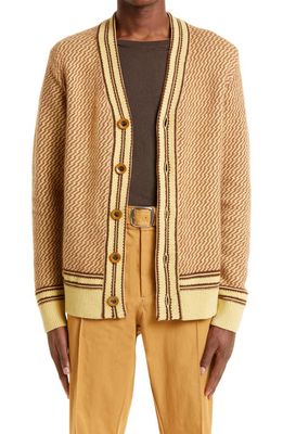 Wales Bonner Clarinet Cashmere Blend Cardigan in Pale Yellow/brown