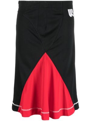 Wales Bonner colour-block midi skirt - BLACK AND RED