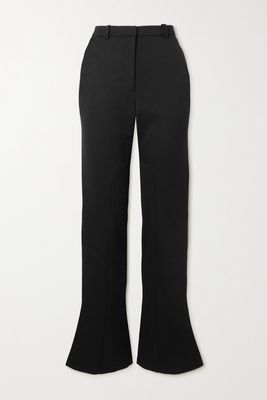 Wales Bonner - Coltrane Wool And Cotton-blend Drill Flared Pants - Black