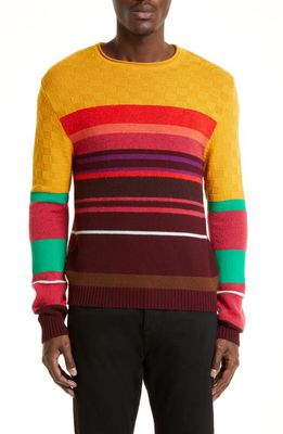 Wales Bonner Crescendo Stripe Crewneck Merino Wool & Mohair Blend Sweater in Multi