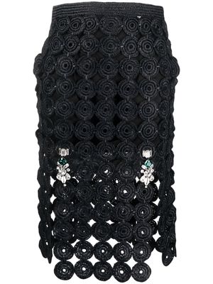 Wales Bonner crochet-knit skirt - Black